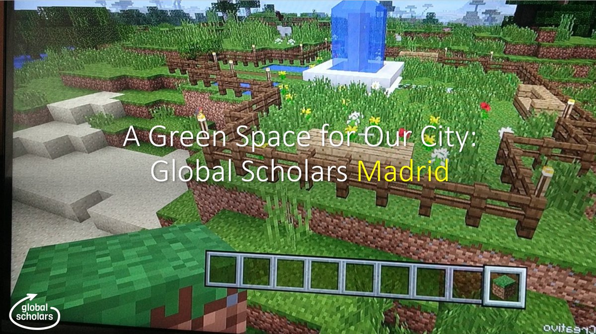 GlobalCitiesOrg's tweet photo. Global Scholars #Madrid used #MinecraftEdu to design a green space for their city. “This green space is free of pollution and helps people's public health and that's what we tried to represent in our model about the urbanization challenge.” #PlayCraftLearn #NatureandourCities https://t.co/H0N2B6w5HZ