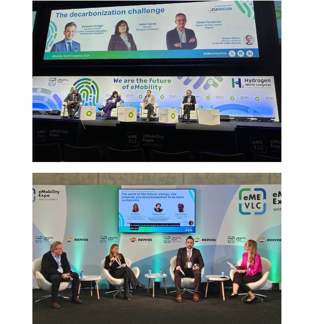 EUMICON (@eumicon) on Twitter photo During the two @Eumicon panels of the <a href="/eme_vlc/">eMobilityWorldCongress</a> our Director General <a href="/StiftnerR/">Roman Stiftner</a> and Director <a href="/franpaulsen/">Francisca Paulsen</a> had
💡MEP <a href="/isabeldemuel/">Isabel García</a>: the #greentransition is ongoing and #rawmaterials are crucial
💡<a href="/MeriLAFARGA/">Meri Rovira LAFARGA</a>: We are committed to follow the path of #decarbonisation During the two @Eumicon panels of the <a href="/eme_vlc/">eMobilityWorldCongress</a> our Director General <a href="/StiftnerR/">Roman Stiftner</a> and Director <a href="/franpaulsen/">Francisca Paulsen</a> had
💡MEP <a href="/isabeldemuel/">Isabel García</a>: the #greentransition is ongoing and #rawmaterials are crucial
💡<a href="/MeriLAFARGA/">Meri Rovira LAFARGA</a>: We are committed to follow the path of #decarbonisation