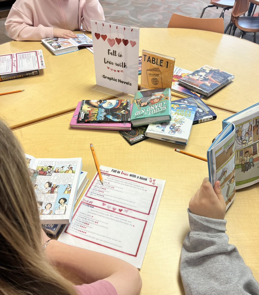 CC_MS_Library's tweet image. Valentine’s Day is a perfect day to fall in love with a book! 5th and 6th graders are finding a great book to read over break this week! @CCCSD_MS