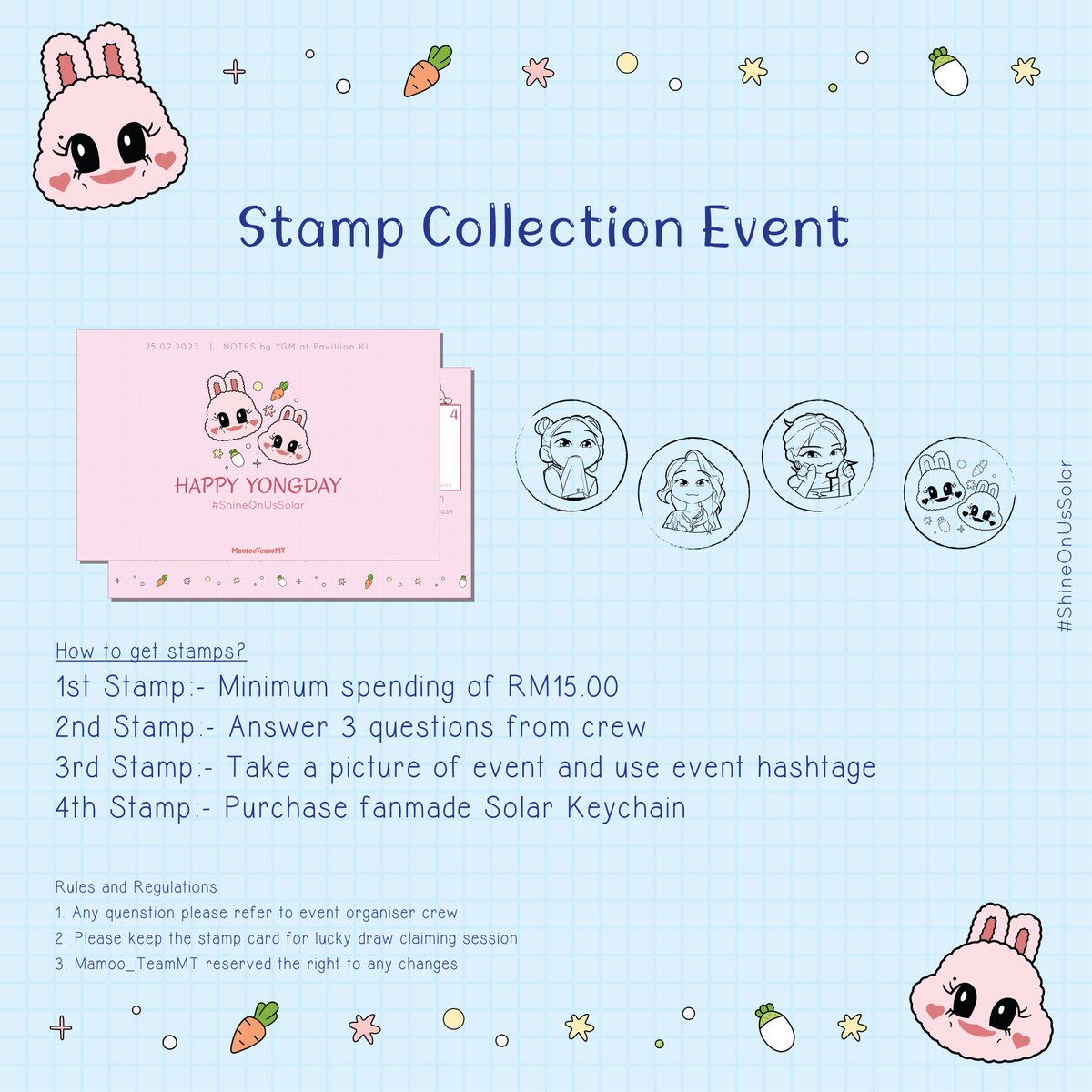 Mamoo_TeamMT's tweet photo. Anyeong all! Happy CNY!
Event day will be next Sunday, we will be having some exclusive freebies for moomoos, due to the limited amount of exclusive freebies, so we will give out on a first come first serve basis.
#mamamoo #solarkeem #媽媽木 #金容仙 #頌樂 #ShineOnUsSolar https://t.co/N6ZakCbaMX