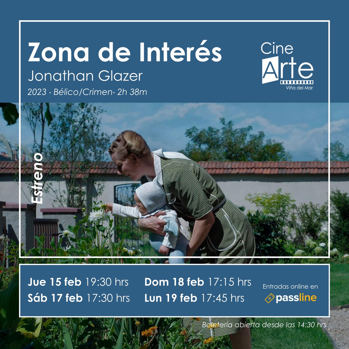 🎬 Llega uno de los estrenos más esperados de la temporada de premios, “Zona de Interés” de Jonathan Glazer, el más reciente largometraje del director británico, tras diez años del éxito de “Under the Skin”.

passline.com/sitio/cine-art… 🌐
