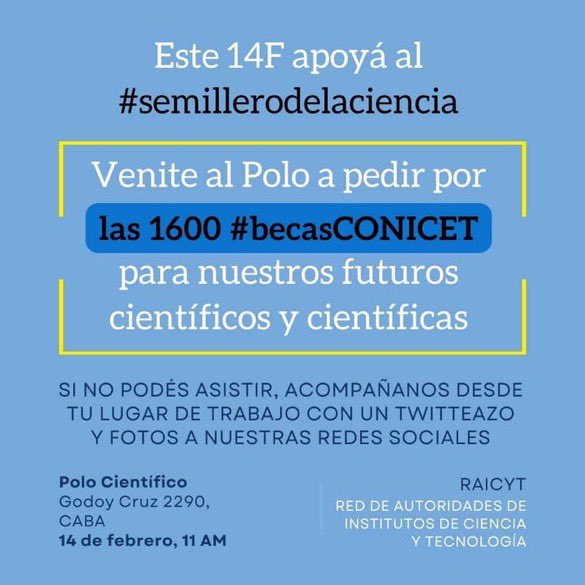 #becasConicet estamos en un momento critico donde nuestro sistema científico corre gran peligro. Sin ciencia no hay desarrollo, y sin becarios no hay fututo. NO a la cancelación de becas CONICET