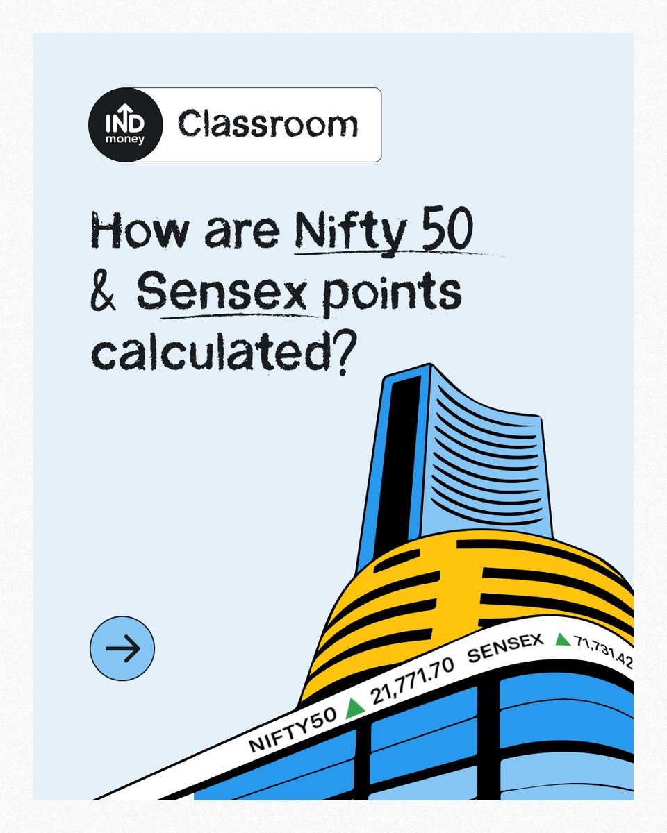 INDmoneyApp's tweet photo. Ever wonder how NIFTY and SENSEX points are calculated?🤔

Want to know what makes these indices fluctuate throughout the day?

We've simplified the math for you! A thread 🧵👇

#nifty #sensex #stockmarketindia https://t.co/qImiIXpdv2