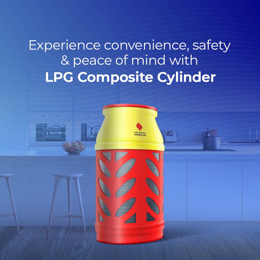 EmiratesGas's tweet photo. Seeking to enhance safety in your home? Our LPG Composite Cylinder can offer you that assurance. Consider getting yours today to discover its benefits and enjoy the safest and most efficient cooking experience!
To order and learn more, click the link https://t.co/p1YIlV8uOT https://t.co/TNzK7BwIw5