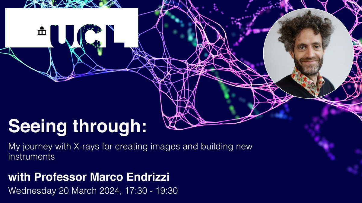 Join our 2024 Professorial Inaugural Lecture: ‘Seeing through: My journey with X-rays for creating images and building new instruments’ with Professor Marco Endrizzi

📅 Weds 20 March
⏲️ 17:30 - 19:30
🔗bit.ly/3uxTzMT

#Xray #UCLResearch #medicalimaging #MedicalPhysics