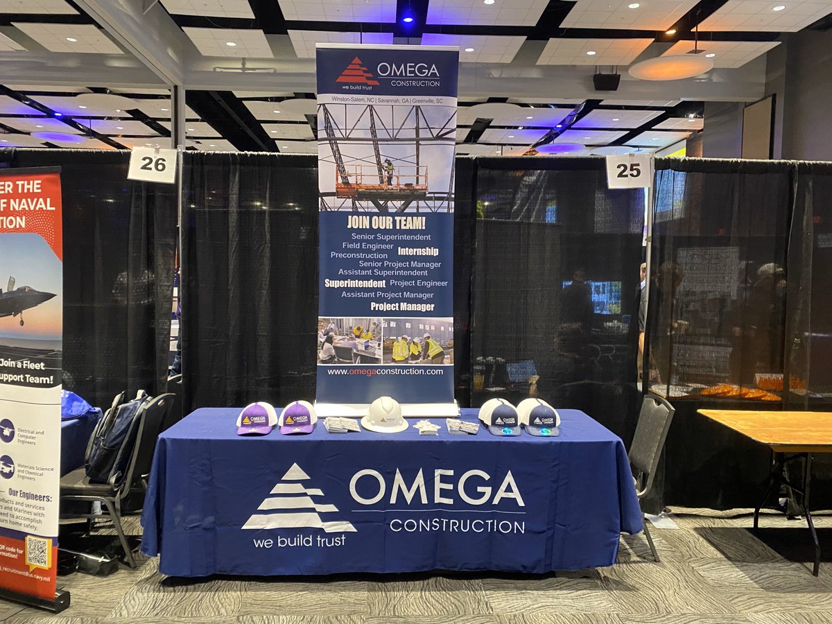 Omega Construction is thrilled to be at the East Carolina University Science, Engineering, and Technology Career Fair today! Swing by our booth to learn about exciting career opportunities and how you can be part of shaping the future with us. See you there! #webuildtrust #STEM