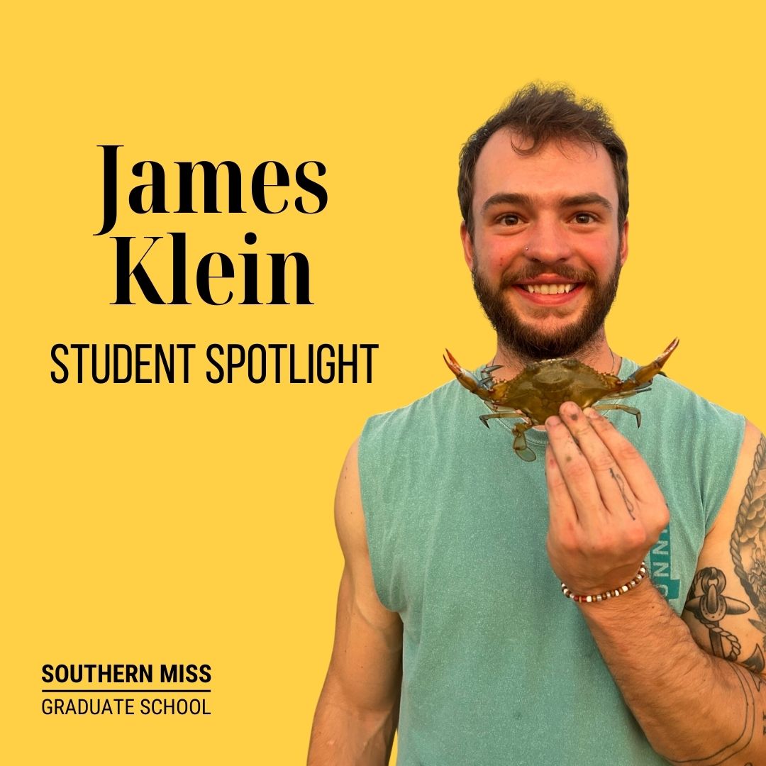 USM_GradSchool's tweet photo. Congratulations to James Klein, a Master's student pursuing a degree in Coastal Sciences, on his incredible accomplishments throughout his time at the Graduate School! James is dedicated to research, mentorship, and improving student life on our coastal campus. #SMTTT #USM https://t.co/Dg1a8SeY07
