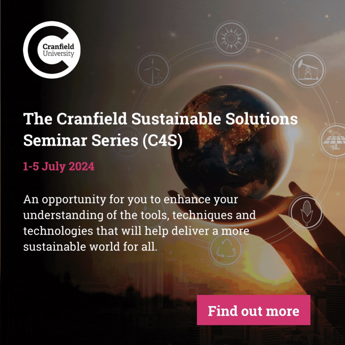 Cranfield Sustainable Solutions Seminar Series: An #opportunity for you to enhance your understanding of the tools, techniques and technologies that will help deliver a more #sustainableworld for all. Check out cranfield.ac.uk/courses/short/…