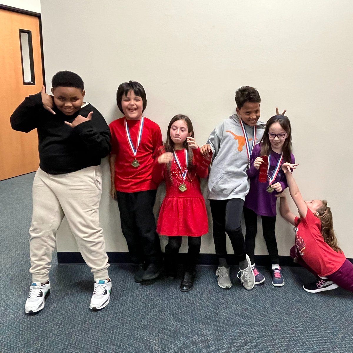 PostElemLibrary's tweet photo. Congratulations to the Post Elementary 5th grade Name that Book team for winning the school competition yesterday! It was very, very close, with LOTS of tie breaker questions. @CyFairLibraries @CFISDPost https://t.co/jUYUpysjD2