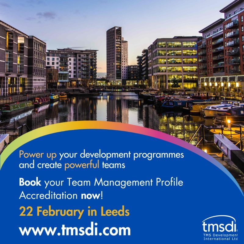 Still time to book your place on our #
#TeamManagementProfile accreditation on 22 February in Leeds. 
Discover the TMS approach firsthand and learn how it can revolutionise team performance.
Book now at tinyurl.com/3h2hm2su