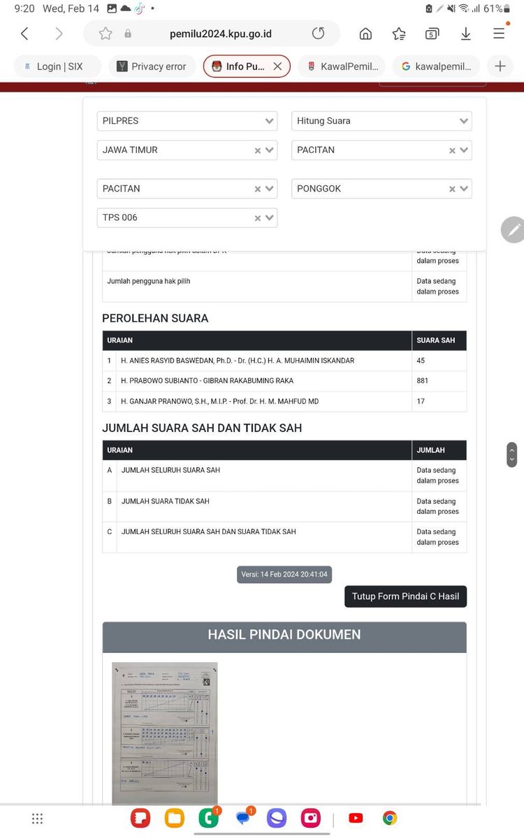 Iseng ngecekin website resmi KPU, percaya sih 02 nih menang, tapi yang bikin kesel tuh udah menang di markup lagi suaranya. 

168->468
124->555
182->647
181->881

Gimana ga 1 putaran cuy😭😭