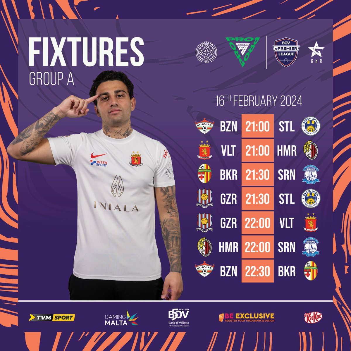 Get ready for electrifying action! ⚡🎮

The fixtures for Match Day 1️⃣ of the Malta BOV ePremier League Main Competition 🏆 are here 🗓️

⏰ Tune in on Friday from 9PM onwards on <a href="/TVMSport/">TVM Sport</a> 📺

#eafc #eafc24 #esports #competition #malta