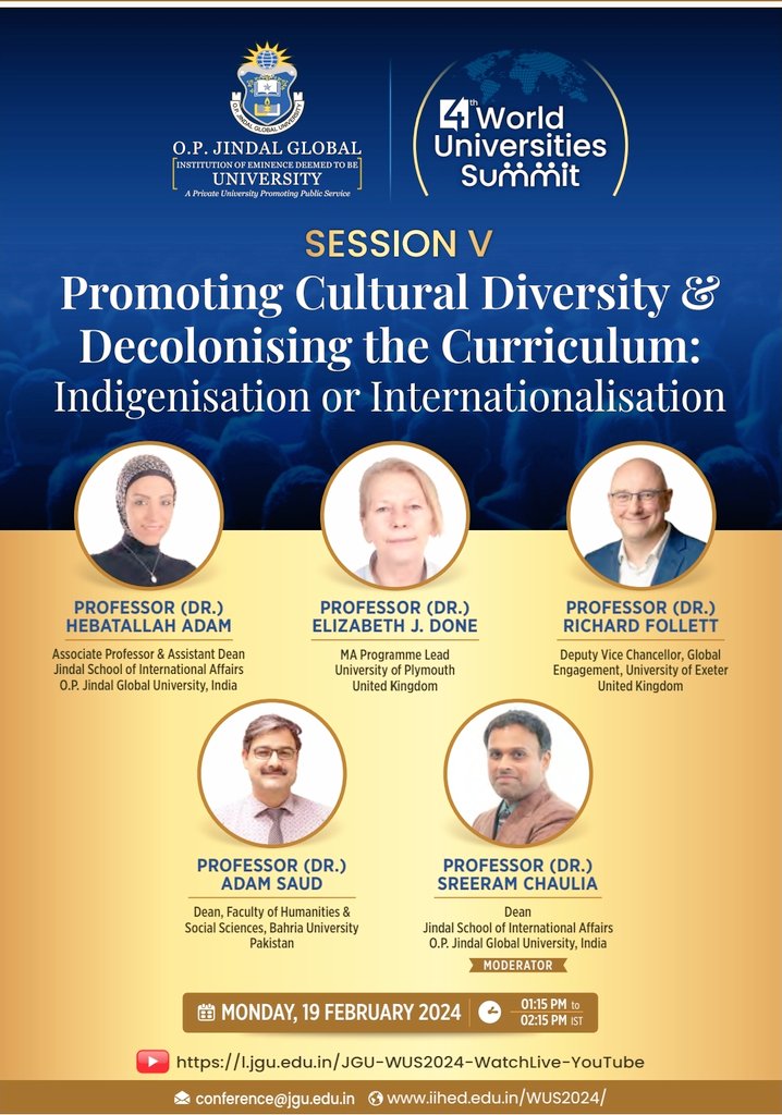 Delighted to participate as a Panelist in the upcoming WUS organized by IIHEd) of @JindalGlobalUNI @JSIAJindal @JCGS_JSIA