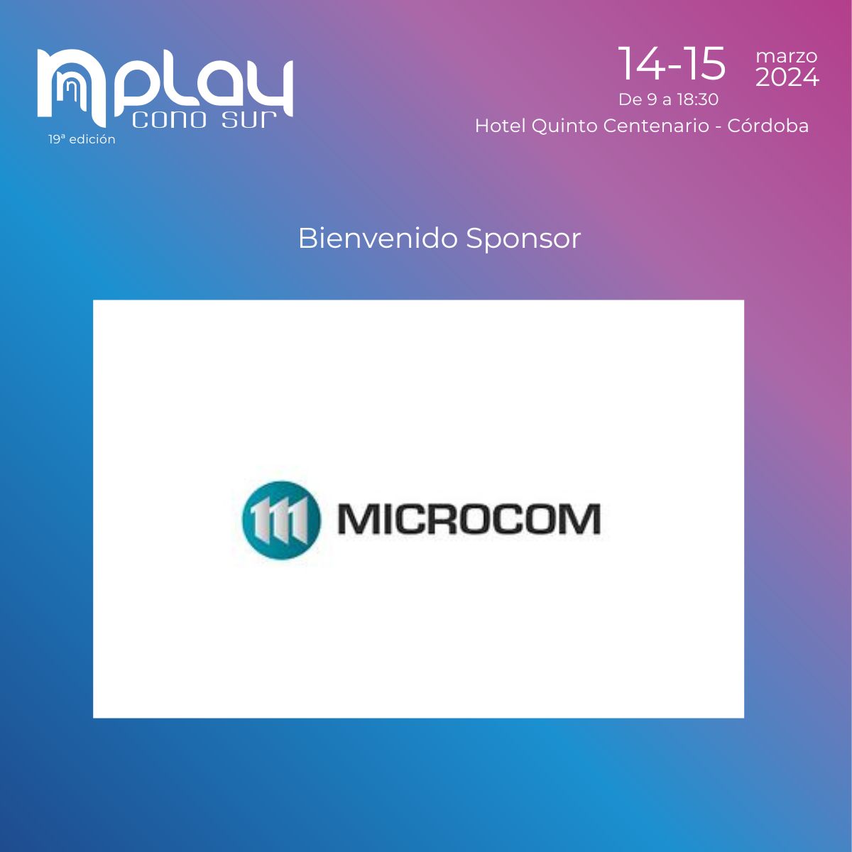 ConvergenciaGrp's tweet image. #NPlay 
#Microcom es sponsor de NPlay Cono Sur 2024, organizado por Grupo Convergencia.
🗓 Los 14 y 15 de marzo, en #Córdoba.
- Conozca la agenda y oradores de ambos días: nplay.convergencia.com/agenda
#ISP #Wireless #Infraestructura #Telefonía #software