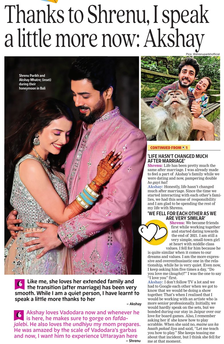 On #ValentinesDay, #ShrenuParikh and #AkshayMhatre spoke to us about their love story. @shrenuparikh11 Read: tinyurl.com/3yt2vucw