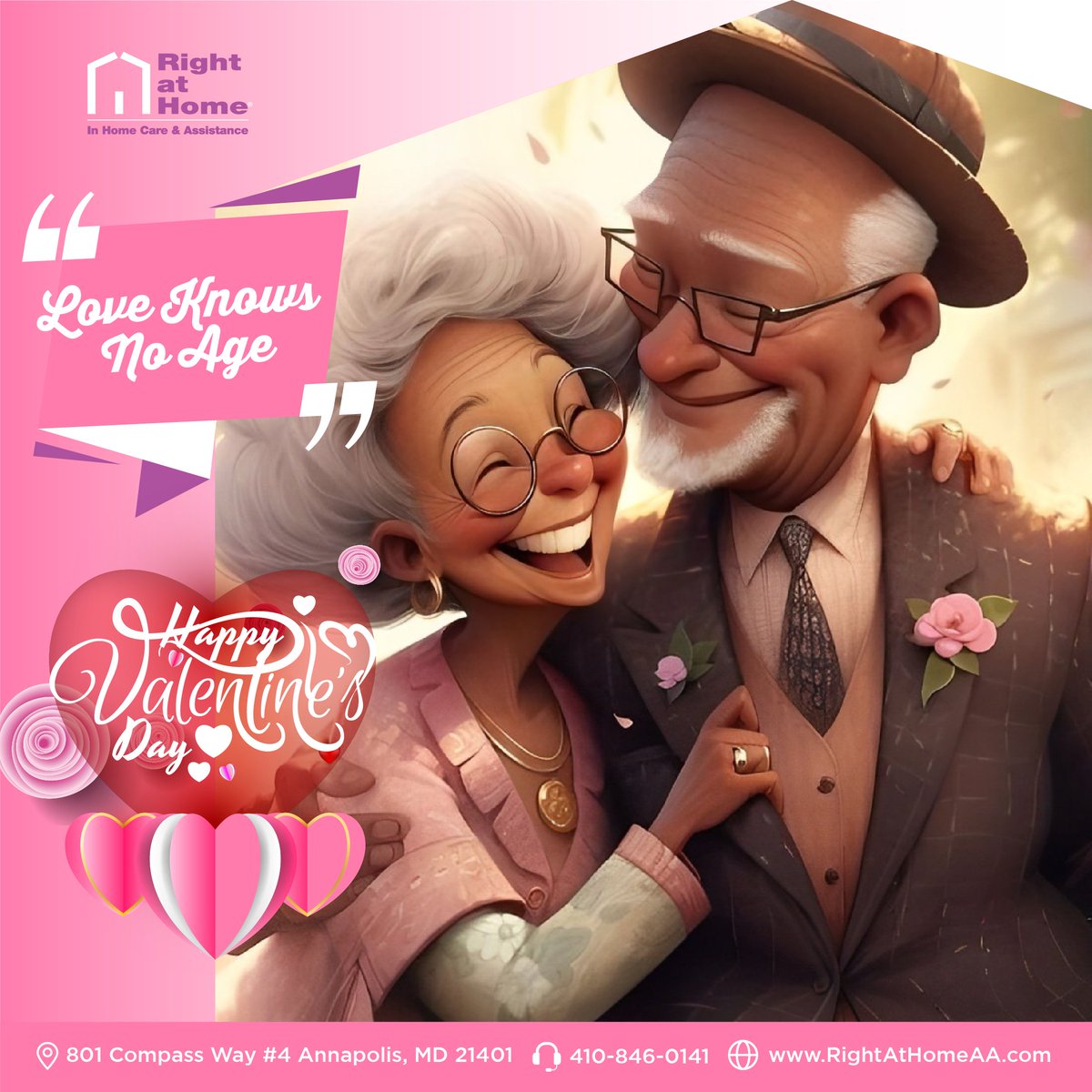 Happy Valentine's from Right At Home Anne Arundel County! 💖 Celebrating love that knows no age. Here's to warmth, memories, and joy in senior lives today. Let's share the love! 💞 #ValentinesDay #SeniorCare #LoveKnowsNoAge #SpreadLove #AnneArundelCounty
