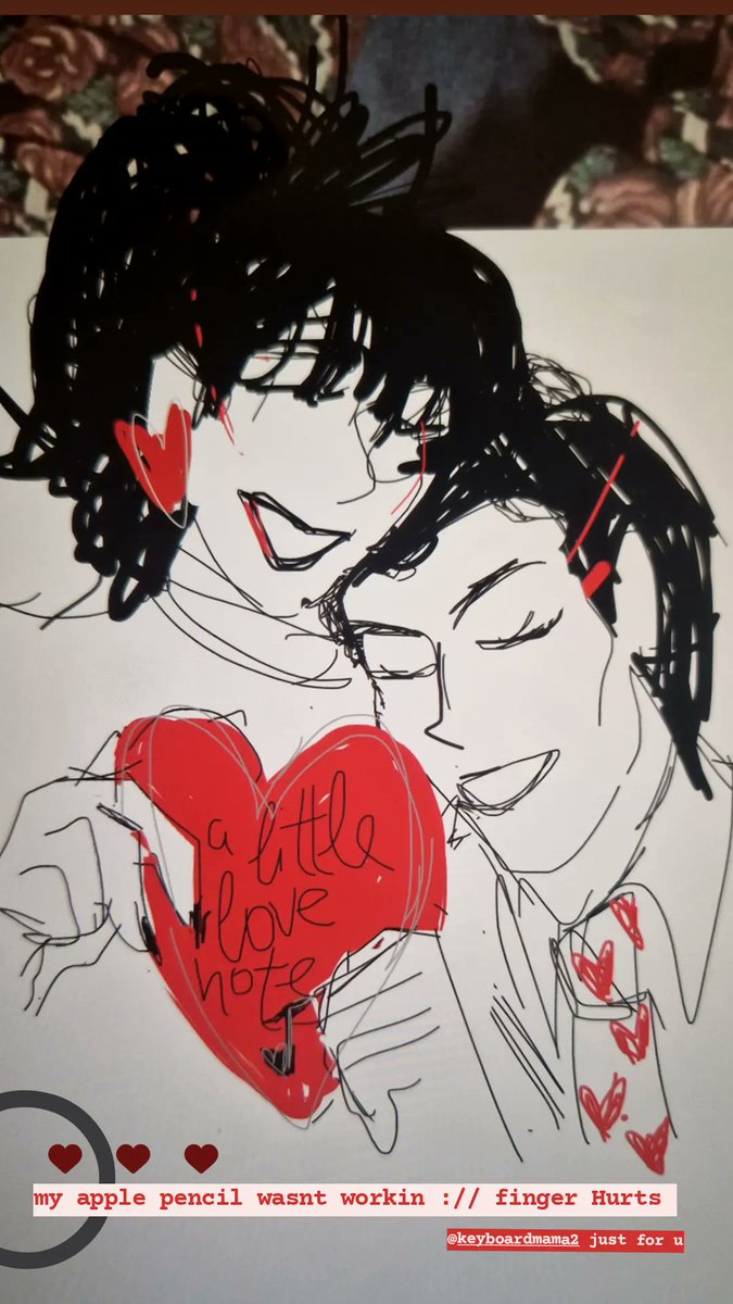 popping back on here bc i made a little valentine doodle for gillian n steve on my 'pad last night n thought ppl should see @gillian_gilbert @stephenpdmorris #neworder