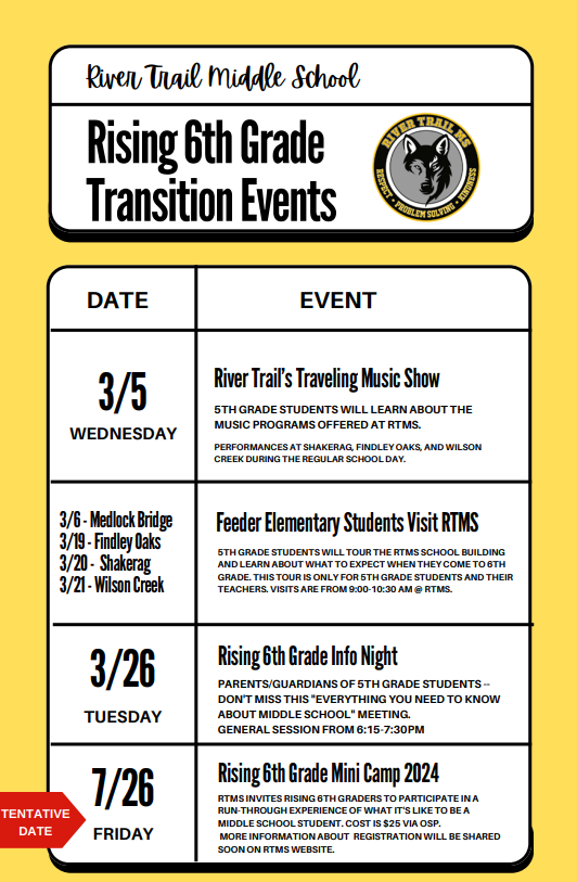 Believe it or not...it's almost time to start preparing for NEXT school year. Rising 6th grade transition events are coming soon! 🐺#RTMSwolves @pinnock_neil @RTMS_APLori