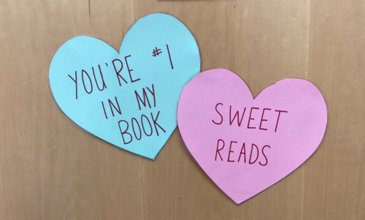 Check out some of the library-themed conversation hearts in the library to celebrate Valentine’s Day. ❤️ <a href="/MrWPopejoy/">Palmyra Area MS</a>