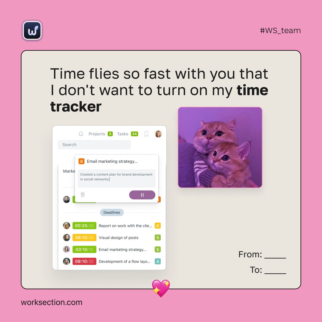 worksection's tweet image. 💖 Congratulations to all the lovers on Valentine's Day!

And for those who are still single, we wish you to find your other half.

We've prepared some valentines for you with love.

#worksection #erpsoftware #erpsystem #agile #business #digital #marketing #product #project #task