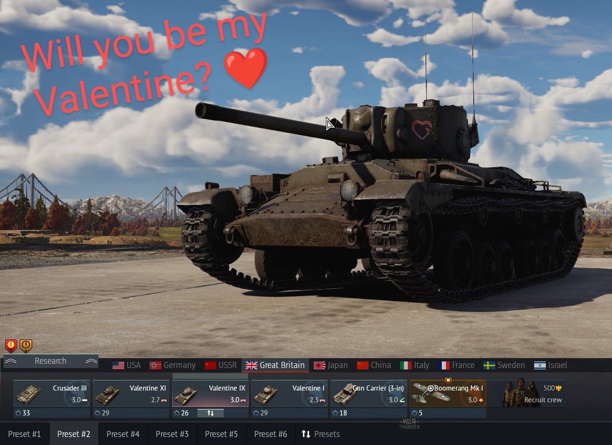 Bootsy83191's tweet photo. Tonight's War Thunder stream features a very special lineup of tanks. See you all tonight at 6pm EST, and Happy Valentine's Day!

#warthunder #gaijin #twitch #tobii https://t.co/3CaIzBKIuz