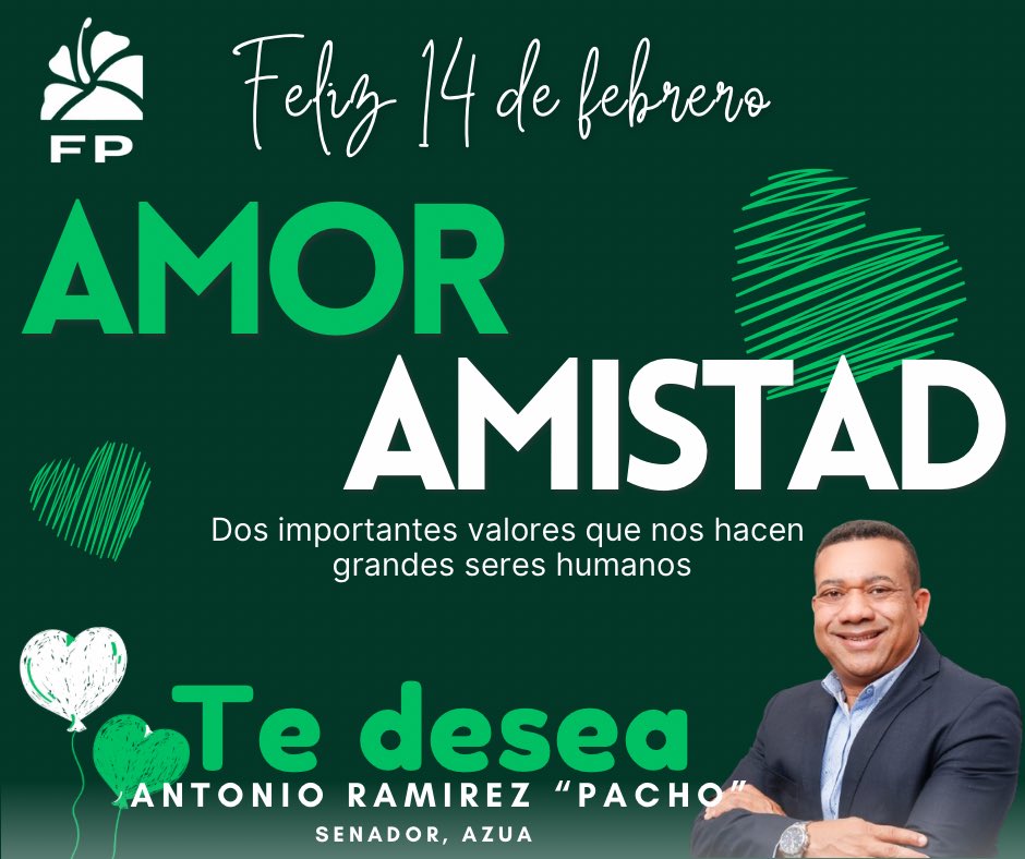 #fpcomunica 
Feliz día del amor y la amistad! En este día especial, recordemos que juntos podemos lograr grandes cosas. Un abrazo fraterno para todos en Azua
#fuerzadelpueblo #leonelfernandez #volvamospálante #vota3 <a href="/FPcomunica/">@Fuerza del Pueblo (FP)</a> <a href="/LeonelFernandez/">Leonel Fernández</a>