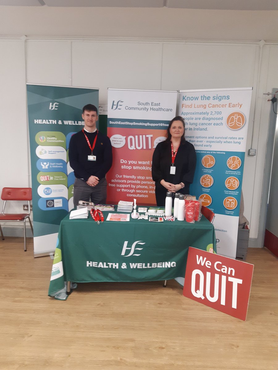 Ann Bray & Ollie Walsh on National No Smoking day  based in Lacken & St Canice’s today. Do something for yourself & give up  for good. Contact our friendly Stop Smoking Advisers to avail of this free service SouthEastStopSmokingSupport@hse.ie #TheLastStop @SouthEastCH