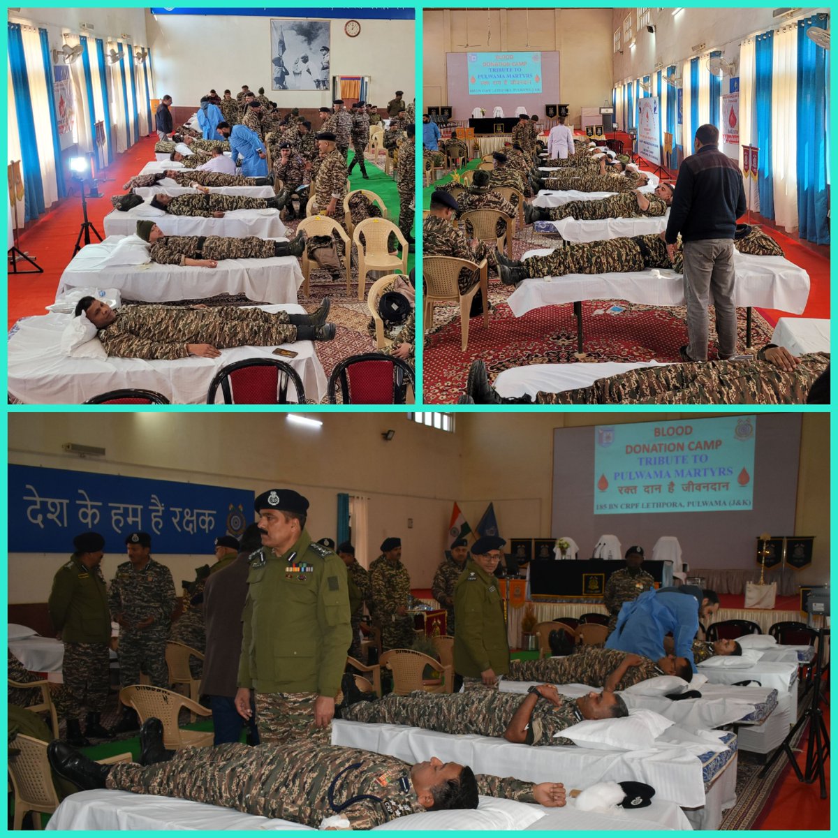 A Blood Donation Camp was organised by 185 BN CRPF under CRPF Madadgaar KOS in everlasting memory of Pulwama Bravehearts where 100units of Blood was donated.