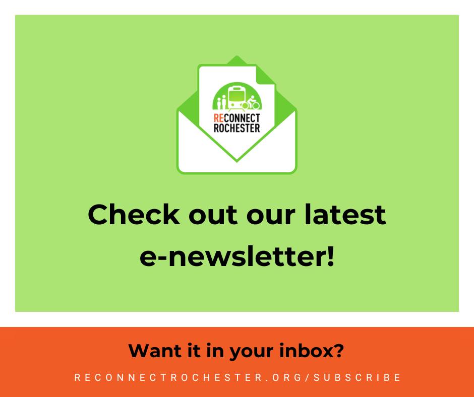 Did you miss the latest installment of our monthly e-newsletter? ✨ 📧 Take a look at what's happening in the local world of mobility here: mailchi.mp/reconnectroche…] Want to get this directly in your inbox next time? 👉Sign up at ReconnectRochester.org/subscribe