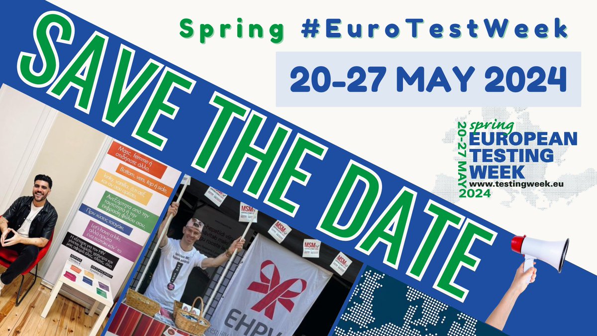 Mark your calendars! 📅
Spring European Testing Week is taking place on 20-27 May 2024! 🌼
Join the efforts to #TestTreatPrevent HIV, viral hepatitis &amp; STIs in Europe and sign up on our website: testingweek.eu/sign-up/
Let's come together for #EuroTestWeek to #TestTreatPrevent 💙