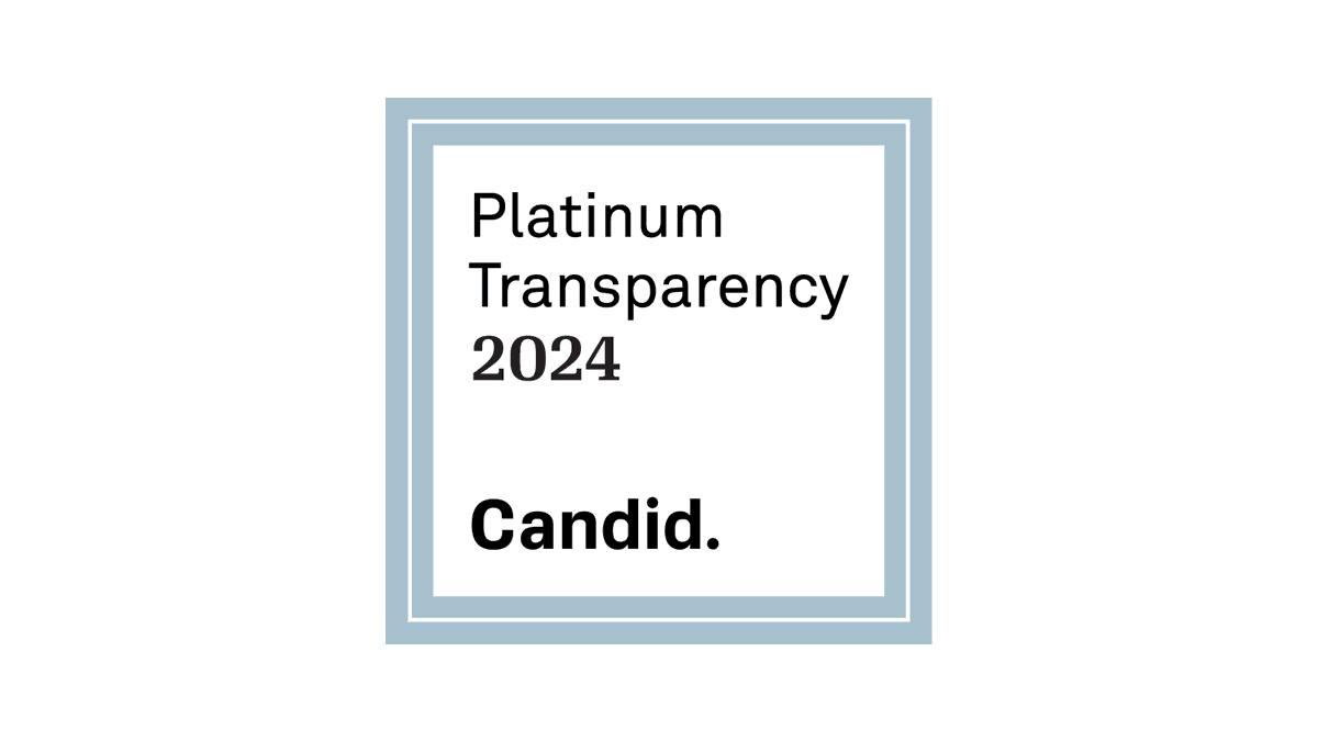 We earned our Platinum Seal of Transparency
with <a href="/CandidDotOrg/">Candid</a>! Get updates on our impact by checking out our profile here: guidestar.org/Profile/13-352…