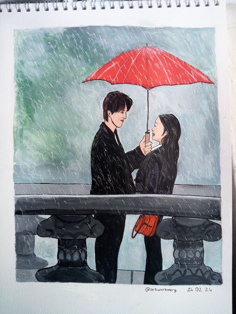 meryausten's tweet photo. #TaleOfNineTailed 'dan bir sahne çizdim ❤️ diziyi hiç izlemedim ama bu sahnesi çok hoş gözüküyordu🌧️ https://t.co/A1AofuNhT9