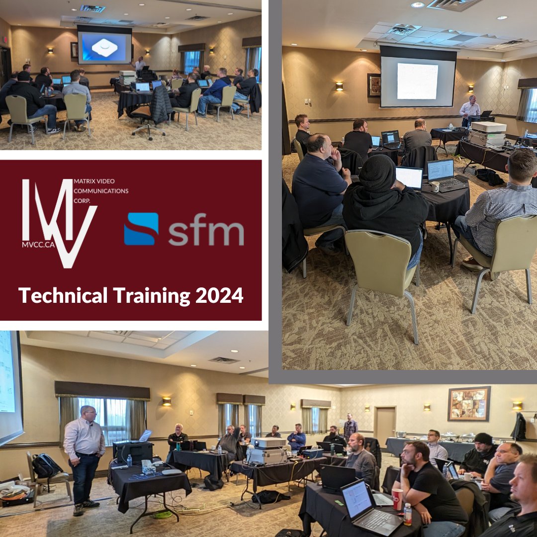 At Matrix, the #learning never stops! Our #FieldEngineers and #Programmers participated in a 2-day training session with network specialist, Doug Williamson from SFM, to dive deeper into making #AV and #IT work better together. Email us at sales@mvcc.ca to start your AV upgrade.