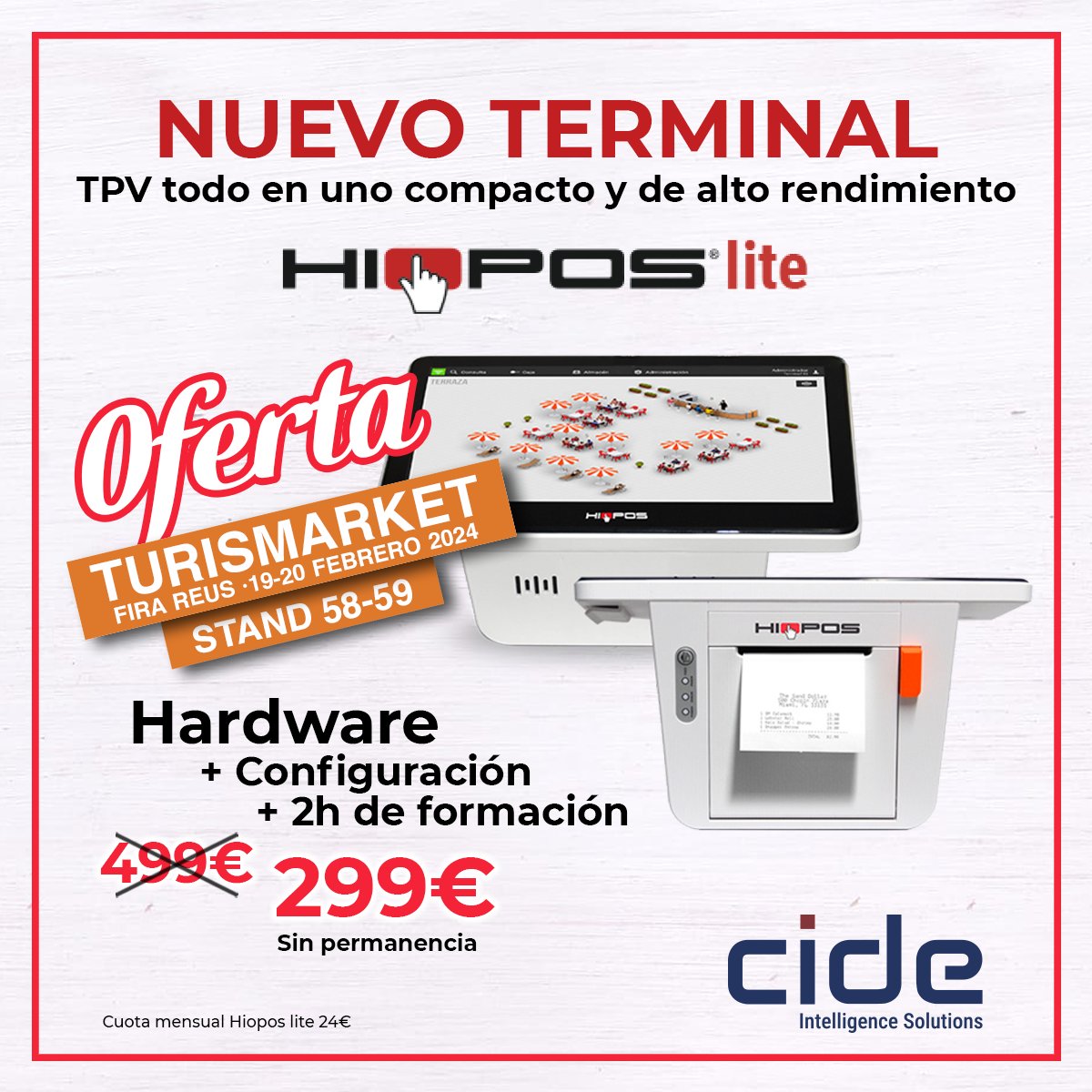 CideInformatica's tweet photo. Hiopos lite, el software TPV de pago por uso, diseñado para impulsar el éxito de pequeñas y medianas empresas de todo tipo de sectores. 
Descúbrelo en TURISMARKET del 19 al 20 de febrero. CIDE INTELLIGENCE SOLUTIONS STAND 58-59.

#hiopos #hioposlite #hiopostpv #tpv #software https://t.co/aKQgr8sVtE