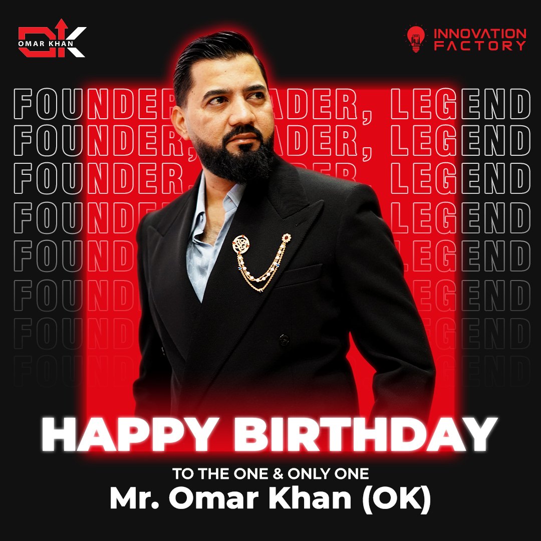 Founder. Leader. Legend! Today, we celebrate not just a birthday, but the birth of inspiration, dedication, and leadership personified in one remarkable individual – 👑 Mr. Omar Khan! Join us in celebrating our visionary leader, Mr. Omar Khan, on his special day! 🎂🎈