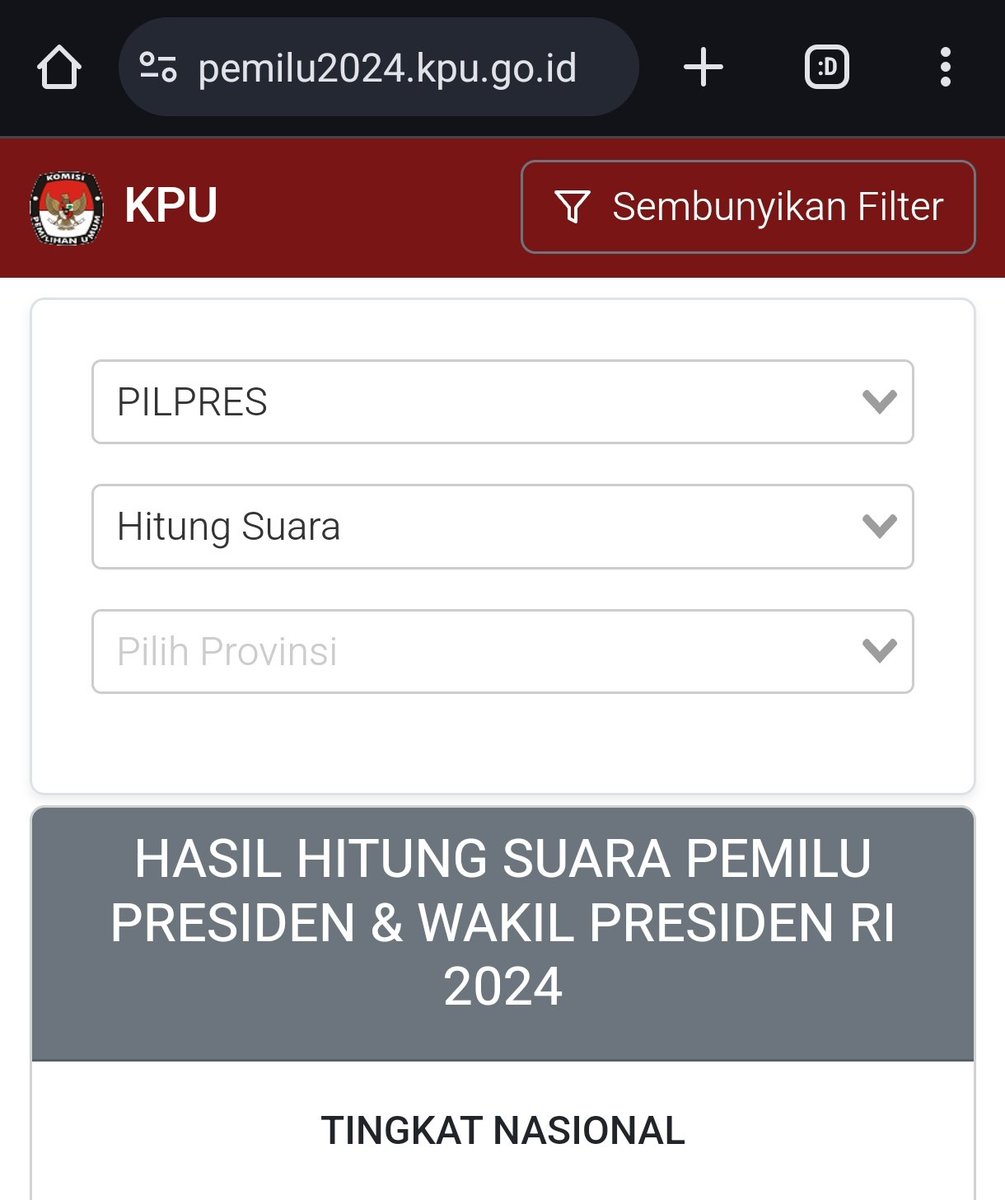 Kesalahan penginputan dari Website resmi KPU
pemilu2024.kpu.go.id
Real Count yang tidak sesuai dengan C1 

Semoga segera diperbaiki ya
Cc <a href="/KawalPemilu_org/">KawalPemilu</a> <a href="/bawaslu_RI/">Bawaslu RI</a> <a href="/KPU_ID/">KPU RI</a>