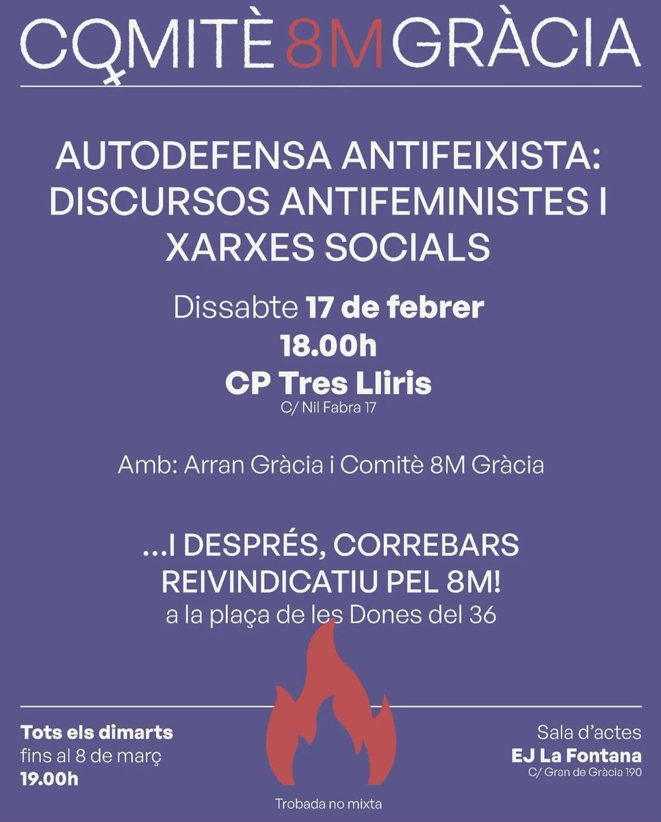 👀👇🏽AGENDA SETMANAL:

1️⃣4️⃣ DIMECRES: 19h concert + tertúlia per l'anti Sant Valentí.
1️⃣5️⃣ DIJOUS: 19:30h xerrada sobre el moviment okupa a Barcelona.
1️⃣6️⃣ DIVENDRES: 19h obertura de divendres amb sorpreses.
1️⃣7️⃣ DISSABTE: xerrada sobre l'antifeminisme a les XXSS.

seguim!🫂❤️‍🔥✊🏽