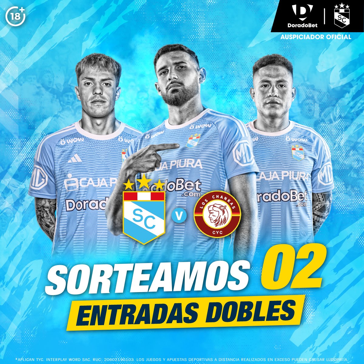 doradobet's tweet photo. ¡𝗗𝗢𝗥𝗔𝗗𝗢𝗕𝗘𝗧 𝗧𝗘 𝗟𝗟𝗘𝗩𝗔 𝗔𝗟 𝗘𝗦𝗧𝗔𝗗𝗜𝗢!💙🏟

1. Síguenos
2. Haz RT y etiqueta a la persona que te acompañaría.

🔒Cierre del sorteo: hoy, 5 pm.

*Aplican TyC

#DoradoBet #FuerzaCristal https://t.co/sWdupP7tXt