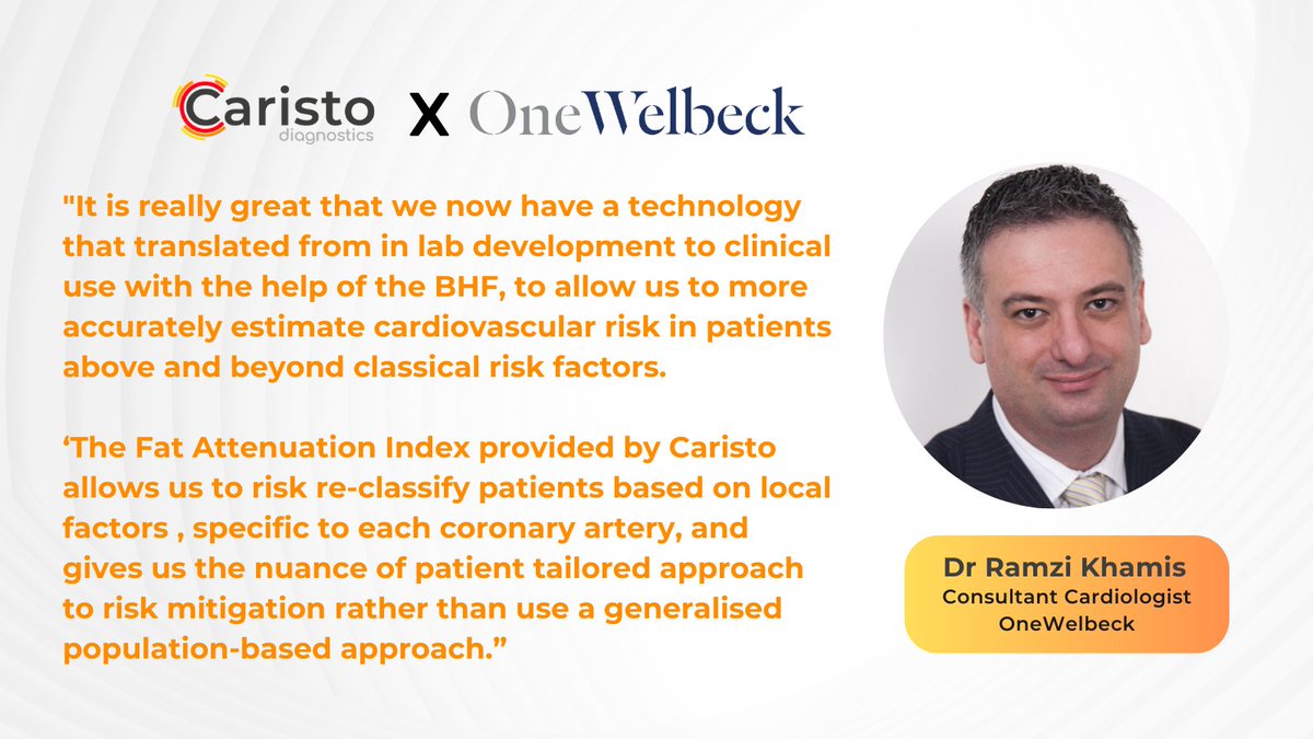 February is #heartmonth in the UK. Dr Ramzi Khamis, a consultant cardiologist at @one_welbeck & @ImperialNHS, shares his experience of using CaRi-Heart technology. Access CaRi-Heart technology at OneWelbeck onewelbeck.com/tests-diagnost… #CoronaryInflammation #CardiacCT #MedTwitter