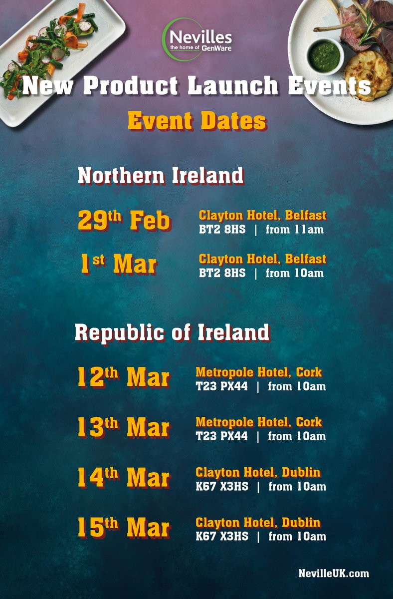 Genware1's tweet photo. We would like to invite you to join us at our New Product Launch events in February &amp; March 2024. 

Click the link provided to book your appointment: https://t.co/Arf8nYZKJy

We look forward to seeing you there!

#tablepresentation #cooking #tableware #contemporary https://t.co/soteSaDlWo