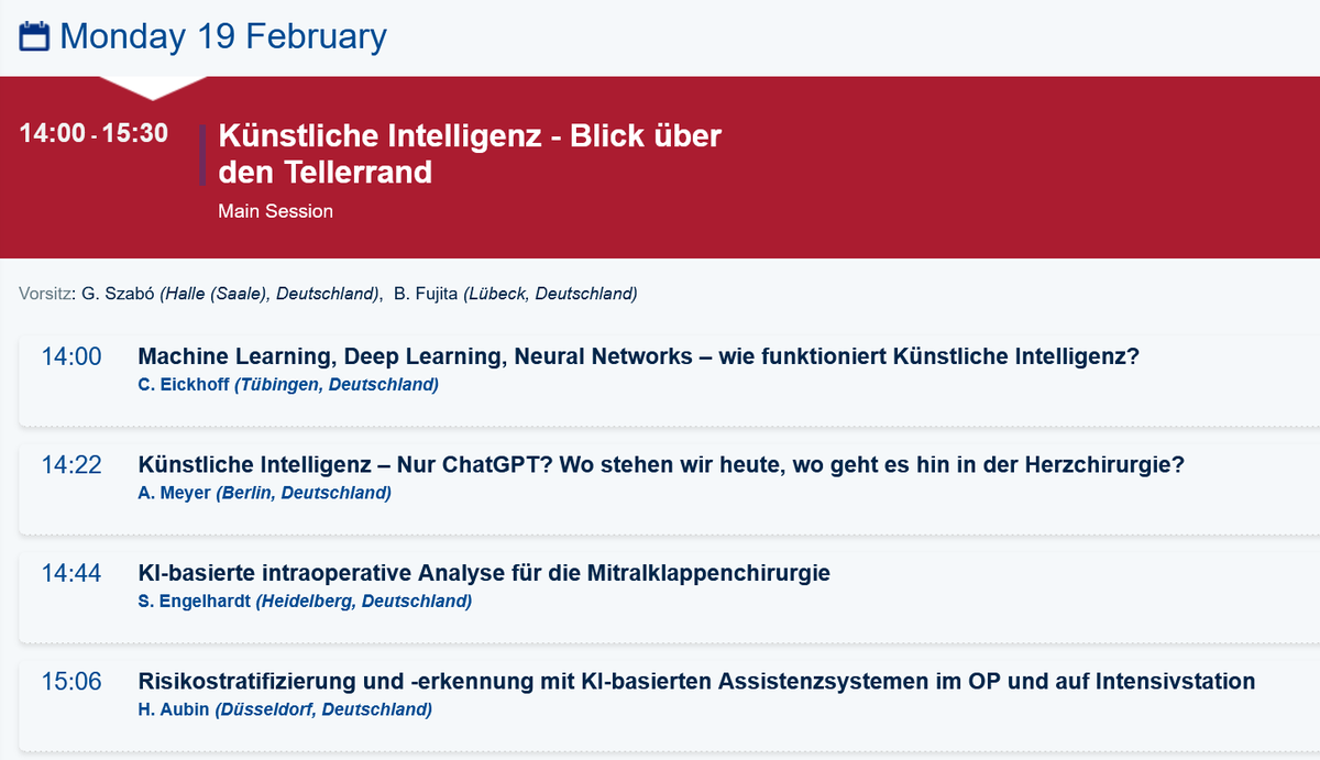 🩷-People: Monday, Feb 19, I will give a talk at #DGTHG annual meeting on #AI in #Cardiac #Surgery in a session with great colleagues. You can expect some nice content also on Simulation/Training/Planning. See you in Hamburg. 🩷 @JFdgthg