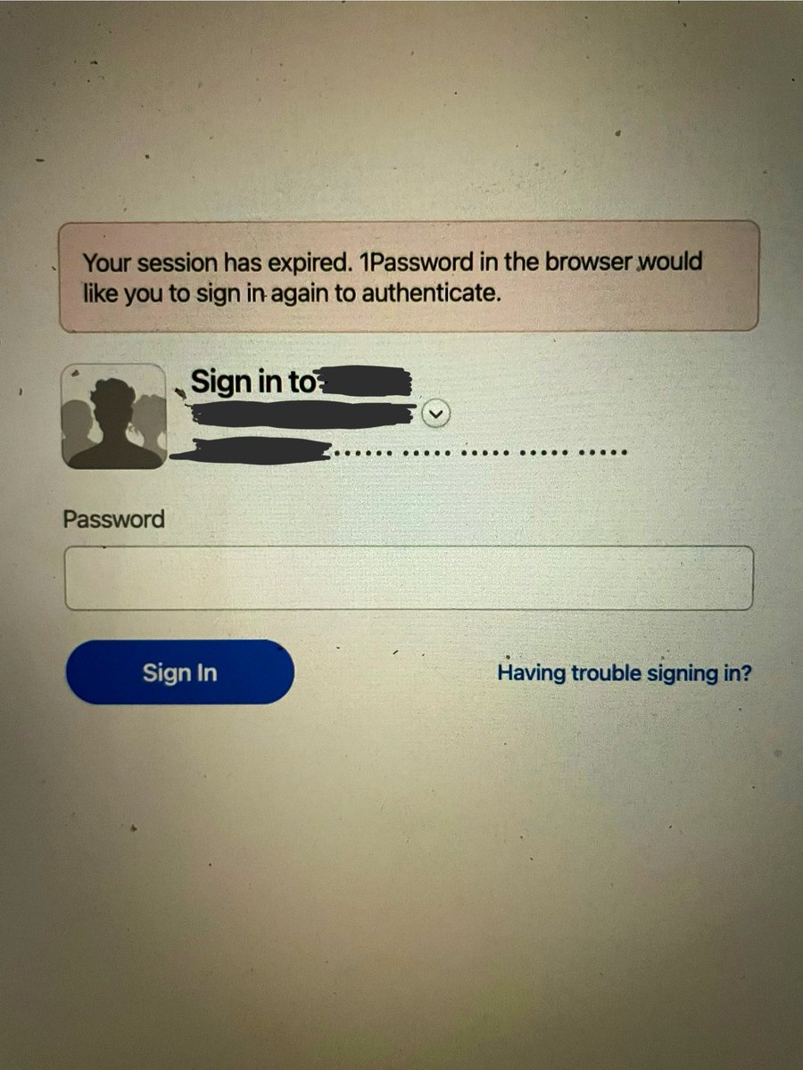 Hey <a href="/1Password/">1Password</a>, do you know what’s going on with this session getting expired issue? Keeps popping up every 15 minutes no matter how many times I enter the password. It is extremely annoying! Please fix this issue.