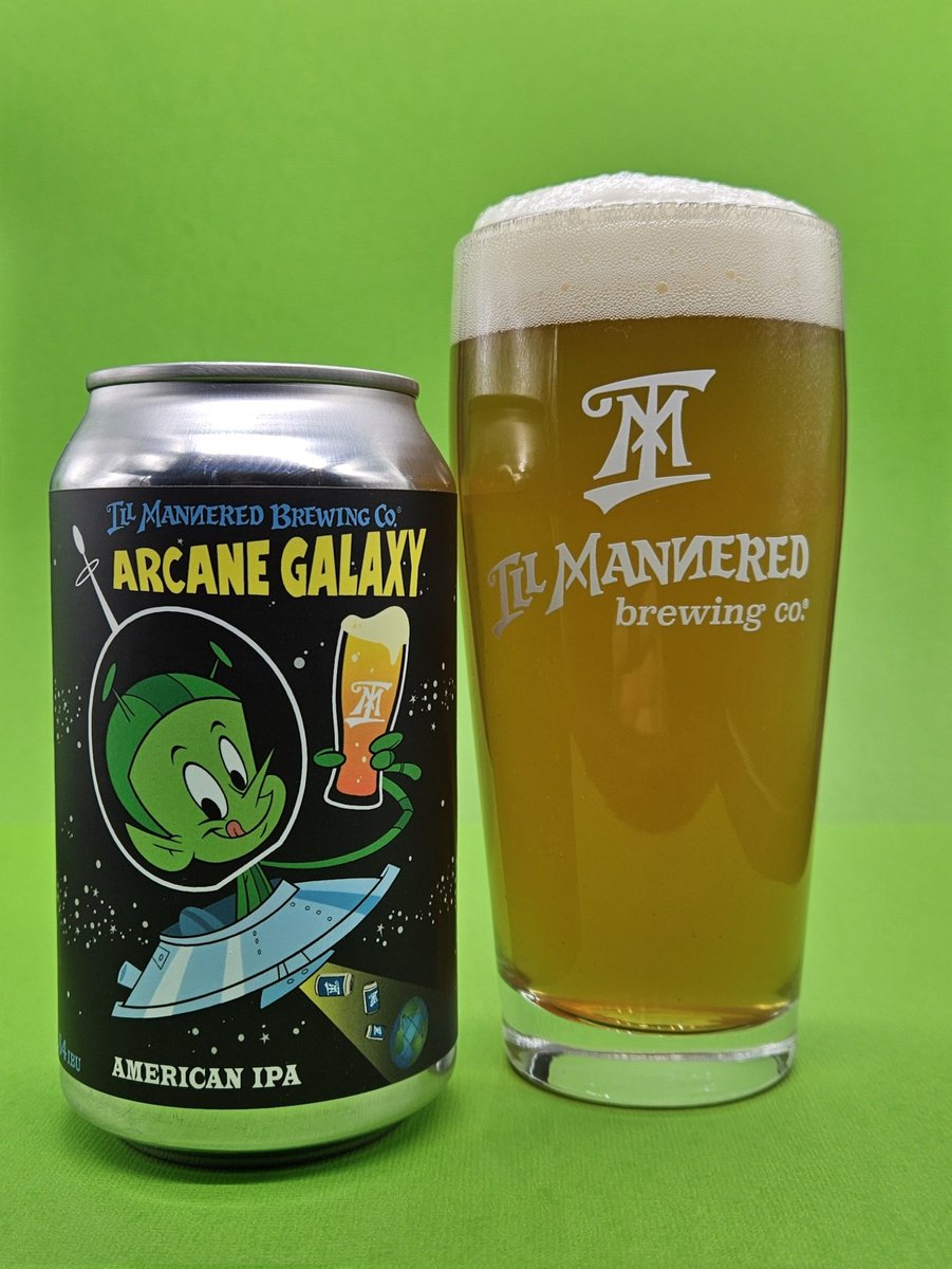 The last time we released a NEW traditional IPA was a little over 4 years ago. So, here it is...ARCANE GALAXY AMERICAN IPA! Hopped w/Vic Secret & Galaxy hops full of citrus & tropical flavors w/a firm yet smooth bitterness. 6.4%, 64 IBU Art by the ever creative @SamFout Cheers!