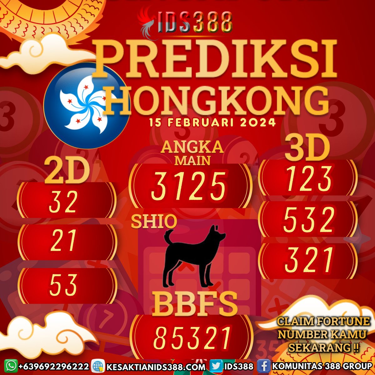 Ids388's tweet photo. 🎲PREDIKSI TOGEL IDS388🎲
Tanggal : 15 FEBRUARI 2024

Utamakan prediksi sendiri ya bosku, semoga podium^^

link daftar » https://t.co/OlqtTJIiC6
LINK CHANNEL » https://t.co/StXKCKaJvB

#ids388 #togelonline #togelsydney #togelsingapore #togelhongkong #prediksitogel https://t.co/GEMbGAtR6v