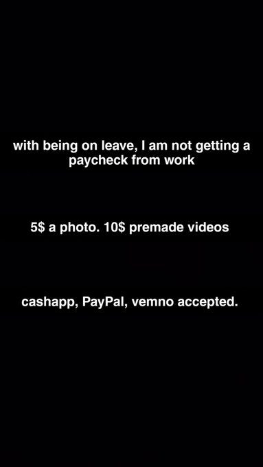 with me currently being on leave, I'm not getting pay from my other job. any sales would be greatly appreciated<a href="/tag/accountant"class="tags"><span>#accountant</span></a><a href="/tag/sexworker"class="tags"><span>#sexworker</span></a><a href="/tag/contentforsale"class="tags"><span>#contentforsale</span></a><a href="/tag/mater"class="tags"><span>#mater</span></a>