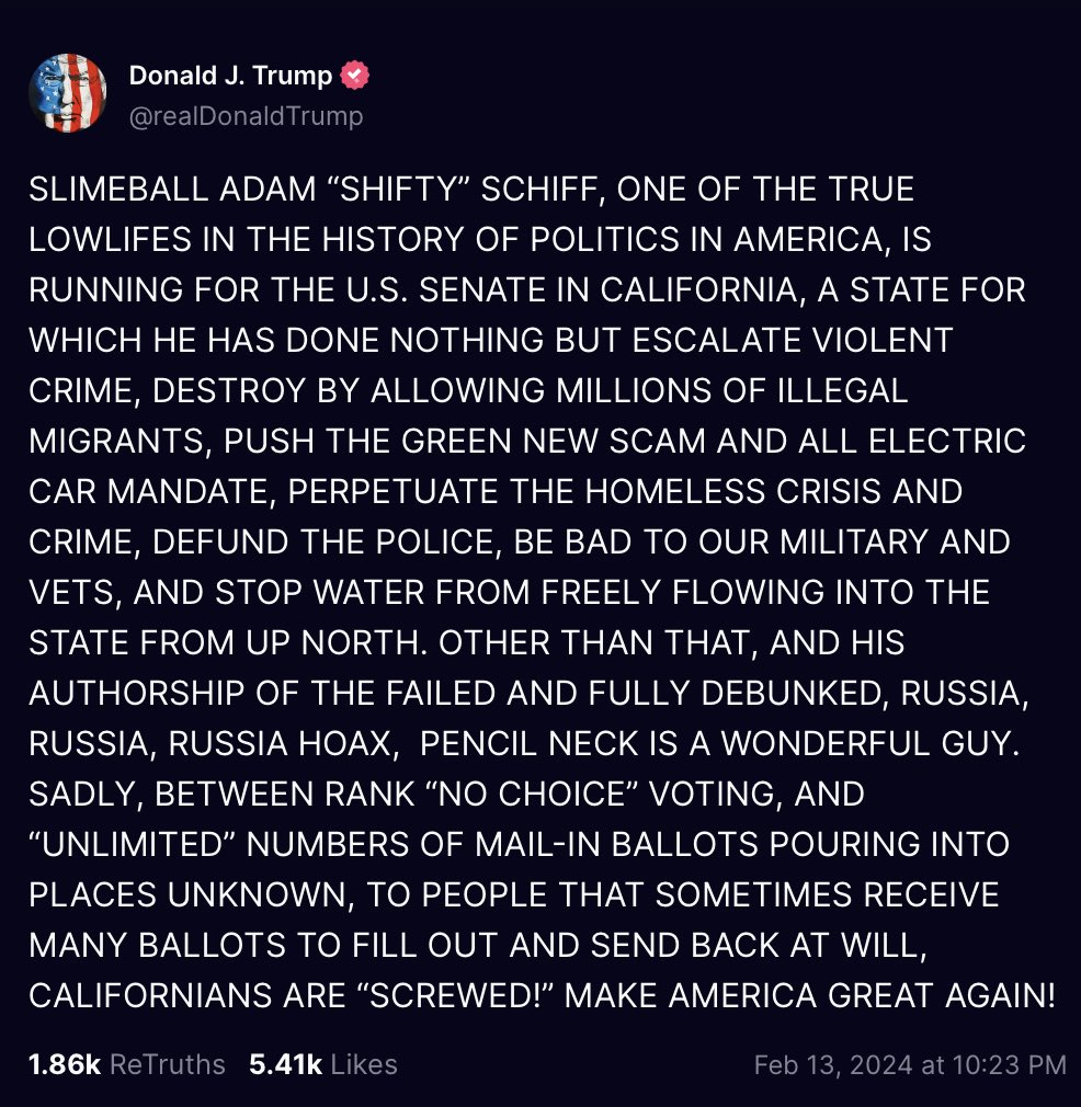 AdamSchiff's tweet photo. Clearly the mark of a very stable genius. https://t.co/yu9cTKjyLe
