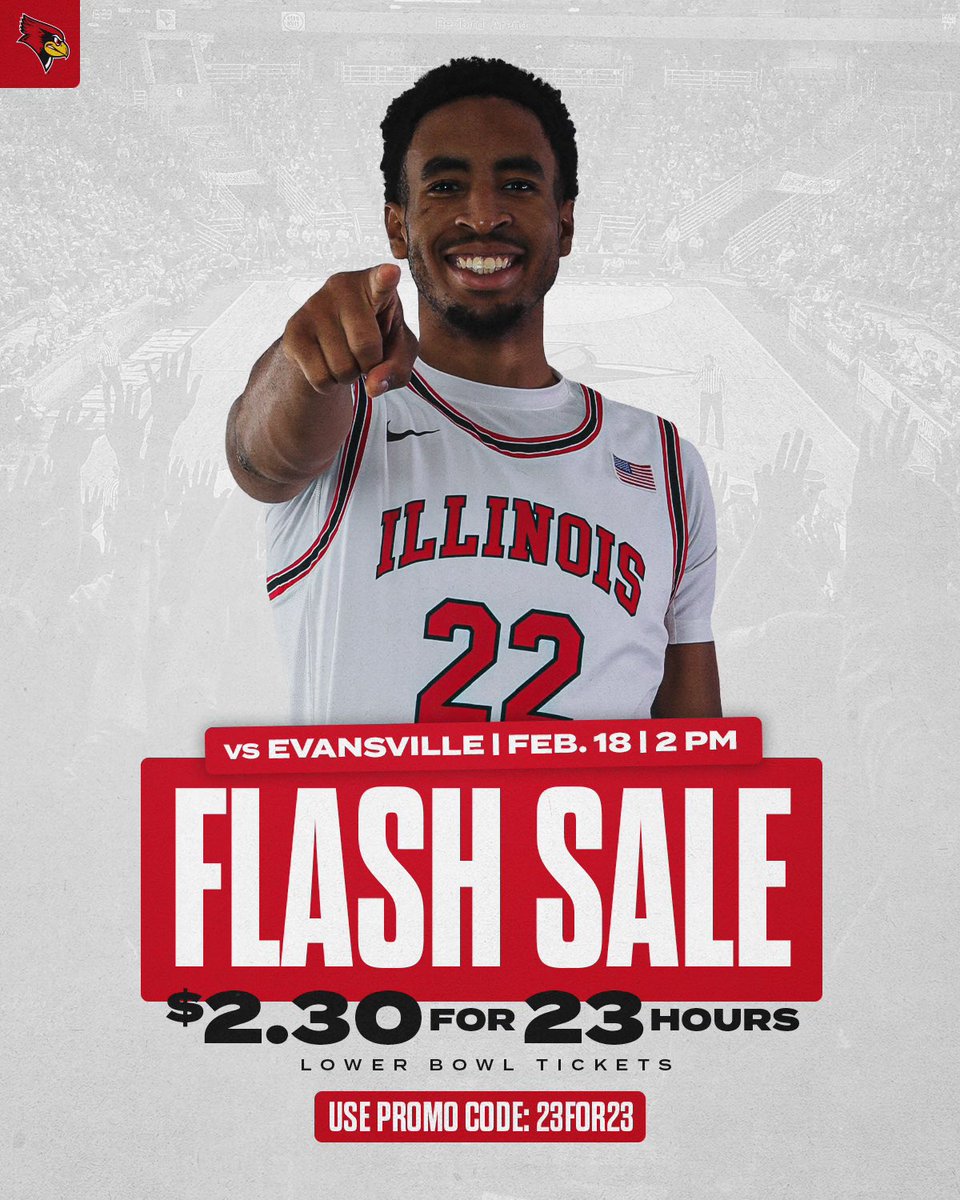 DOWN GOES NO. 23‼️

For the next 23 hours, lower bowl tickets are just $2.30 for Sunday’s Senior Day game vs. Evansville!

Use promo code ‘23FOR23’ at goredbirds.com/promotions