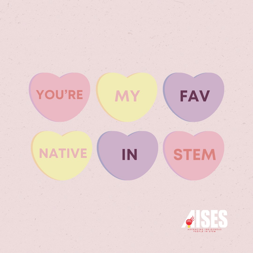 On Valentine's Day, we celebrate the love of learning and discovery that Natives in STEM bring to the table. Keep shining bright! ✨📚' Share this with your favorite Native in STEM and show them some AISES love for their passion and dedication. 💖