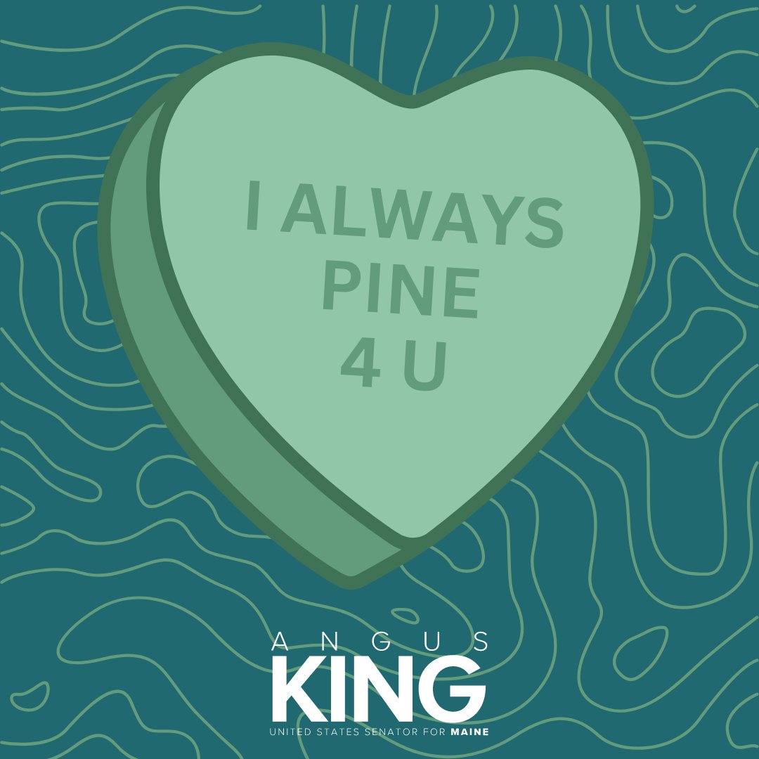 SenAngusKing's tweet photo. Happy Valentine's Day, Maine! ❤️ https://t.co/87vGmx4qLC