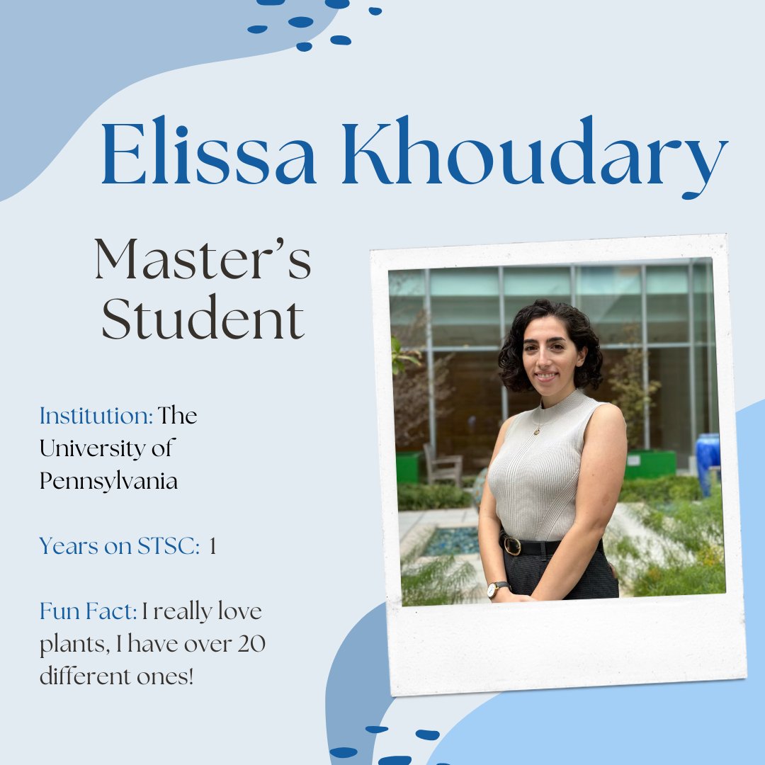 Spotlight on STSC member, Elissa Elissa is a master's student at the University of Pennsylvania and has been a member of the STSC for 1 year!